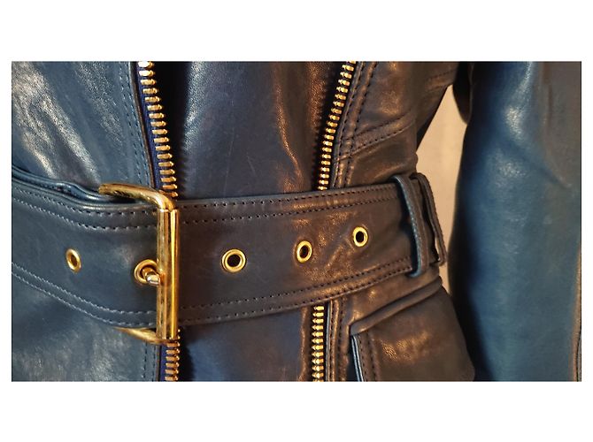 Chaqueta Balmain Perfecto de cordero azul oscuro - vista 10