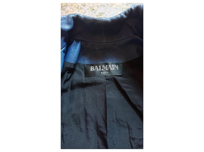 Chaqueta Balmain Perfecto de cordero azul oscuro - vista 7