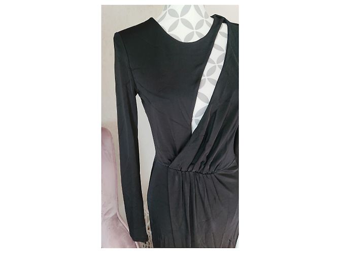 Balmain Schwarzes Mesh Kleid mit Schlitz und langen Ärmeln - Ansicht 12