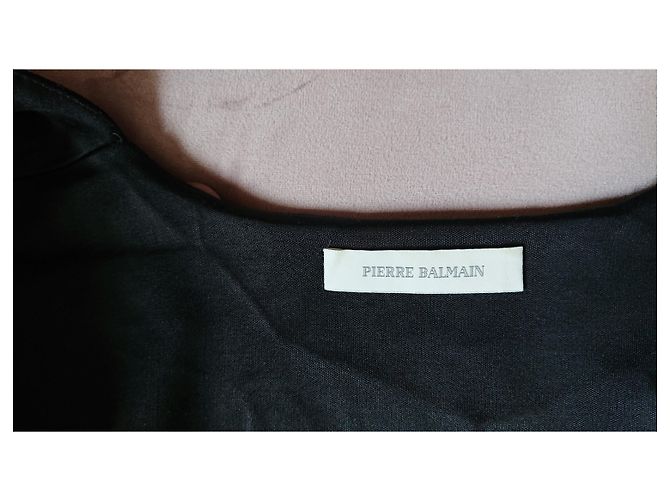 Balmain Schwarzes Mesh Kleid mit Schlitz und langen Ärmeln - Ansicht 7