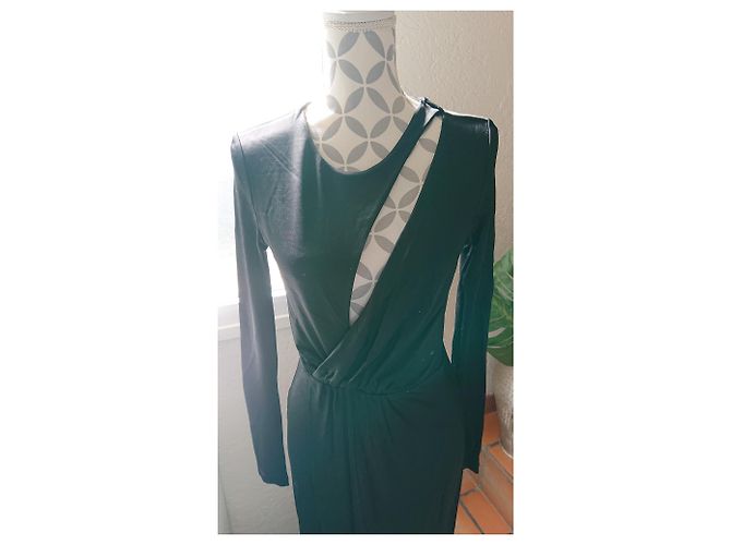 Balmain Schwarzes Mesh Kleid mit Schlitz und langen Ärmeln - Ansicht 8