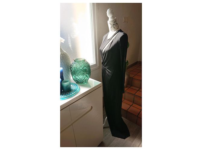 Balmain Schwarzes Mesh Kleid mit Schlitz und langen Ärmeln - Ansicht 9