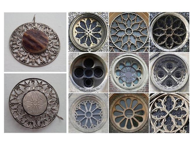 Vintage Pendatif motivos antiguos d'architecture gothique Plata - vista 4