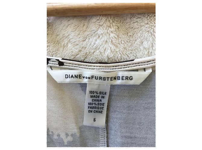 Diane Von Furstenberg Vestido cruzado de seda DvF Caledonia Castaño Blanco - vista 4