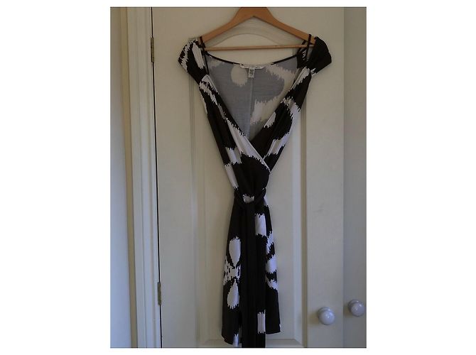 Diane Von Furstenberg Vestido cruzado de seda DvF Caledonia Castaño Blanco - vista 5
