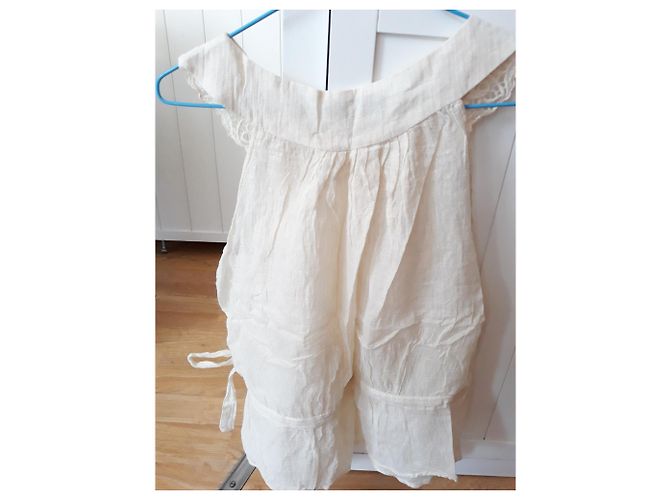 Túnica Maje beige de algodón con lentejuelas y cuello bordado - vista 2