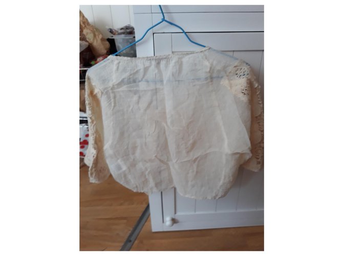 Chaqueta corta Maje de algodón beige con macramé - vista 10