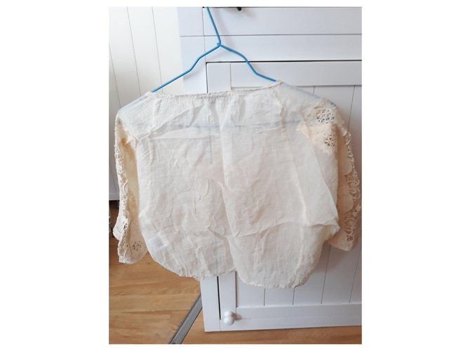 Chaqueta corta Maje de algodón beige con macramé - vista 11