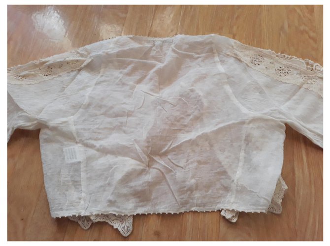 Chaqueta corta Maje de algodón beige con macramé - vista 3