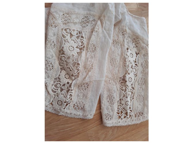 Chaqueta corta Maje de algodón beige con macramé - vista 4
