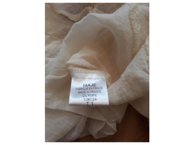 Chaqueta corta Maje de algodón beige con macramé - vista 7