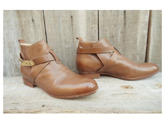 Botines Sartore de piel marrón claro 37 - vista 3