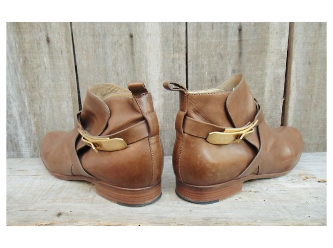 Botines Sartore de piel marrón claro 37 - vista 5