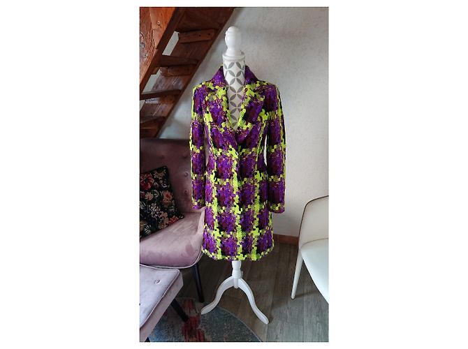 Balmain Multicolored Houndstooth Wool Coat Multiple colors - view 13