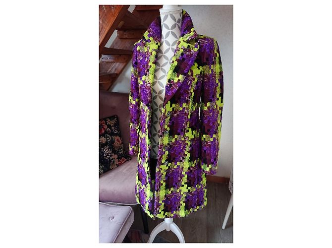 Balmain Multicolored Houndstooth Wool Coat Multiple colors - view 2