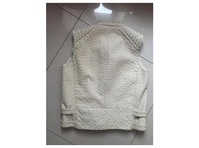 Giacca Brunello Cucinelli in pelle di struzzo beige - vista 14