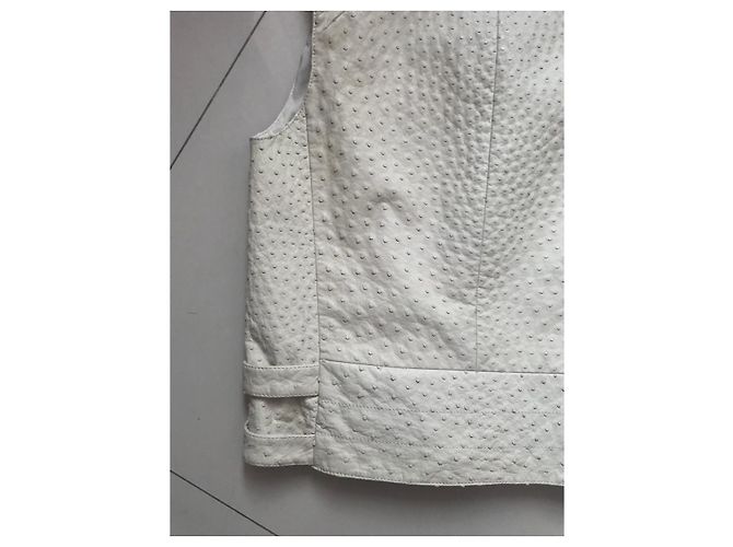 Giacca Brunello Cucinelli in pelle di struzzo beige - vista 16