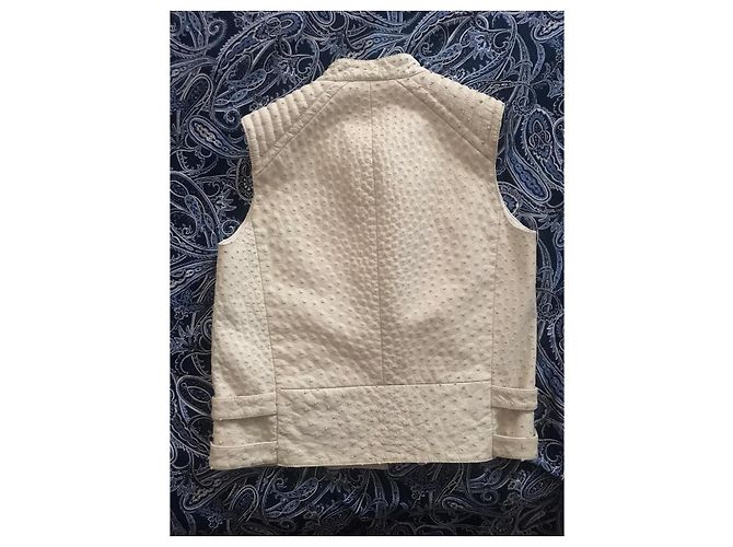 Giacca Brunello Cucinelli in pelle di struzzo beige - vista 17