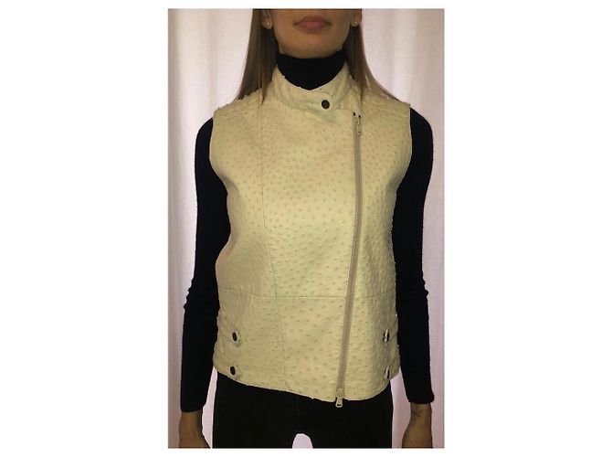 Giacca Brunello Cucinelli in pelle di struzzo beige - vista 2