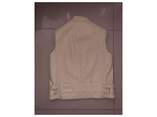 Giacca Brunello Cucinelli in pelle di struzzo beige - vista 4
