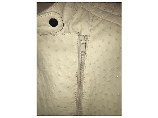 Giacca Brunello Cucinelli in pelle di struzzo beige - vista 5