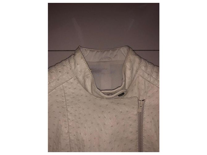 Giacca Brunello Cucinelli in pelle di struzzo beige - vista 7