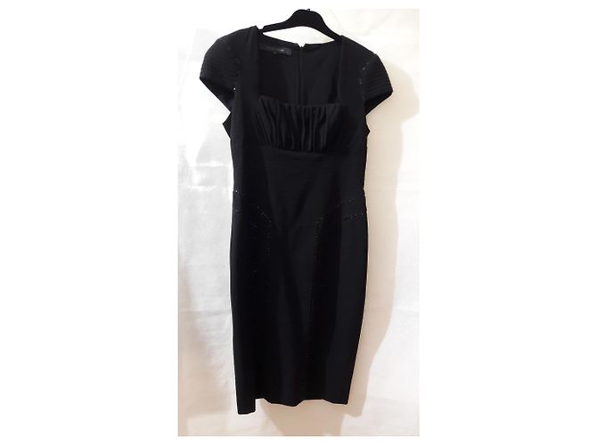Abito da sera senza maniche Elie Saab nero in lana e strass - vista 5