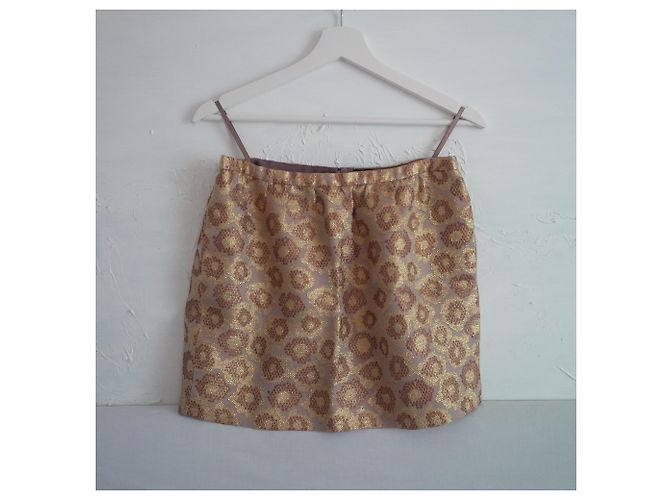 J.Crew Gonna jacquard dorata. Modello animale. Tasche laterali. D'oro Stampa leopardo - vista 3