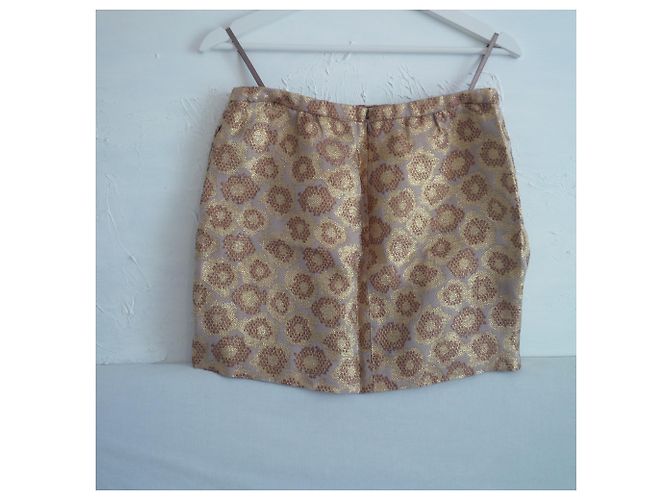 J.Crew Gonna jacquard dorata. Modello animale. Tasche laterali. D'oro Stampa leopardo - vista 4