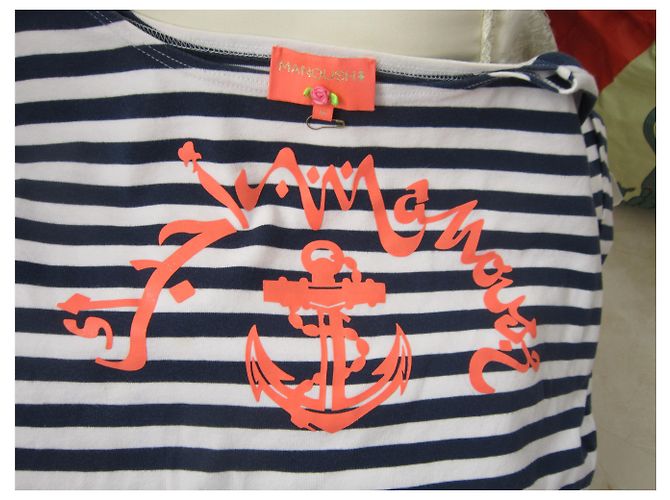 Camiseta Manoush de algodón a rayas azules y blancas Multicolor - vista 6