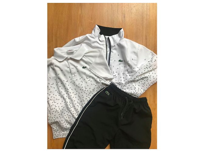 Ensemble Jogging Lacoste Garçon Veste Pantalon et Polo Ultra Dry Blanc - vue 2