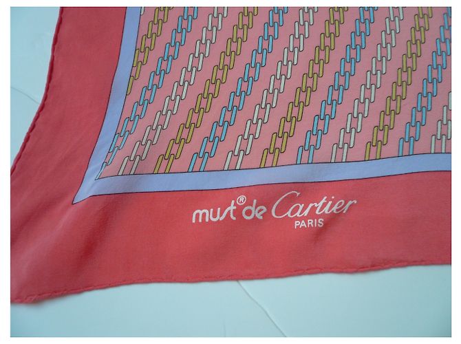 Sciarpa in seta Cartier Must de Cartier Rosa Multicolore - vista 3
