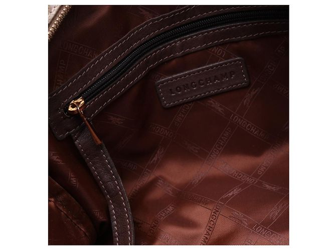 Pliage Longchamp Più shopper in pelle stampata serpente e vera pelliccia di coniglio Beige - vista 3