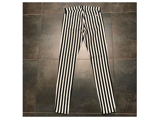 Jeans Hudson con rayas blancas y negras XS Negro Blanco - vista 2