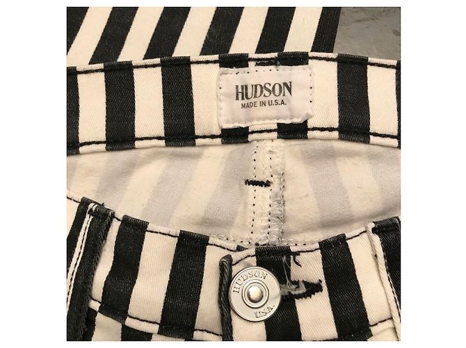 Jeans Hudson con rayas blancas y negras XS Negro Blanco - vista 4
