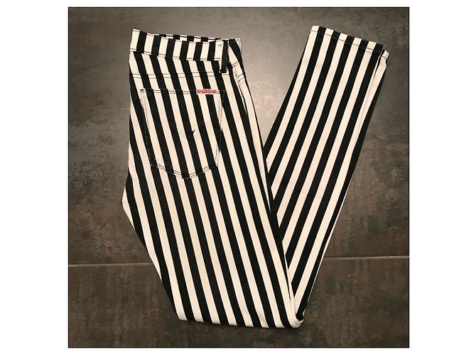 Jeans Hudson con rayas blancas y negras XS Negro Blanco - vista 6