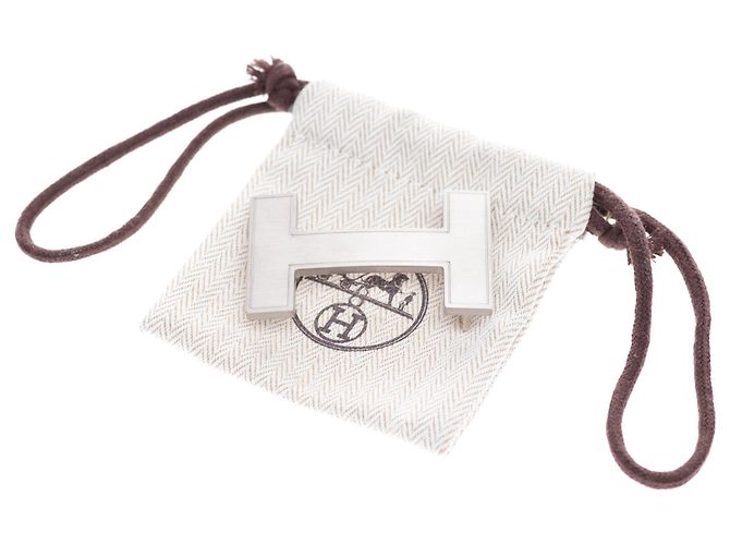 Fibbia Hermès modello "Quizz" in metallo spazzolato argento - vista 6