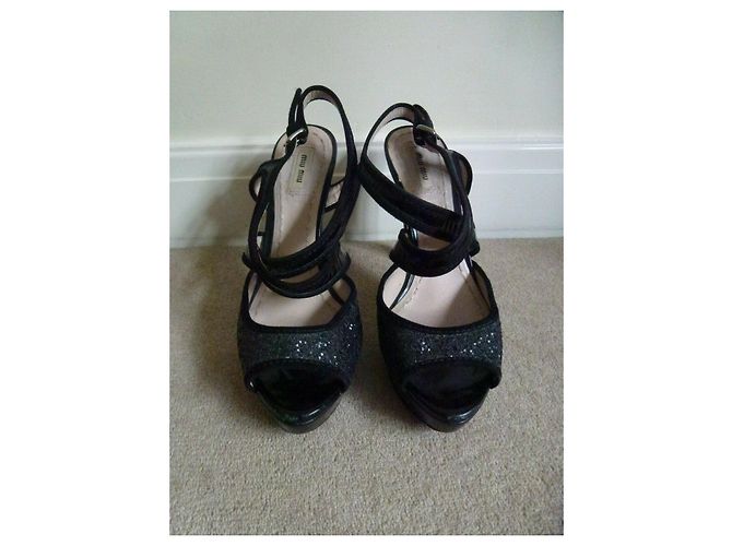 Tacchi in vernice e glitter Miu Miu Nero - vista 2