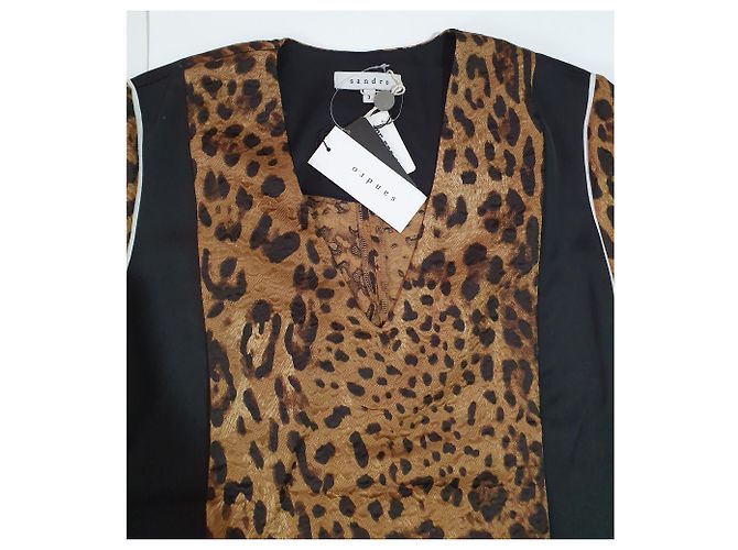 Abito Sandro stampa leopardata in seta e lana Multicolore - vista 2