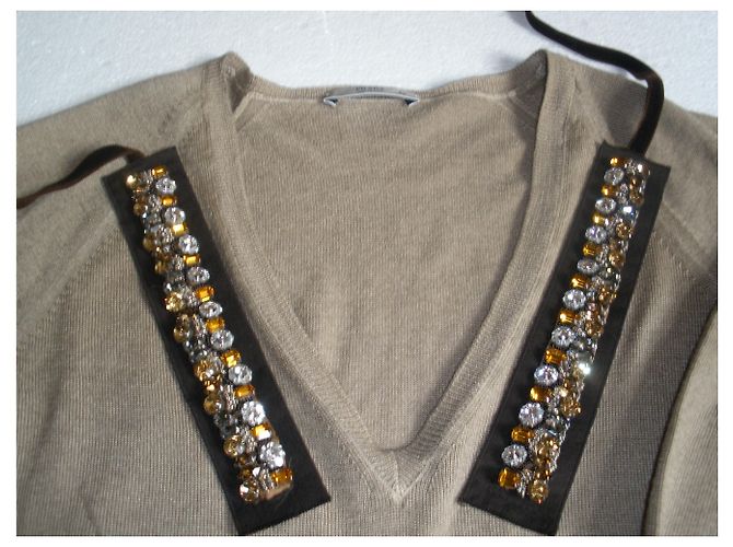 Suéter de lã Prada bege com cristais Swarovski - vista 5
