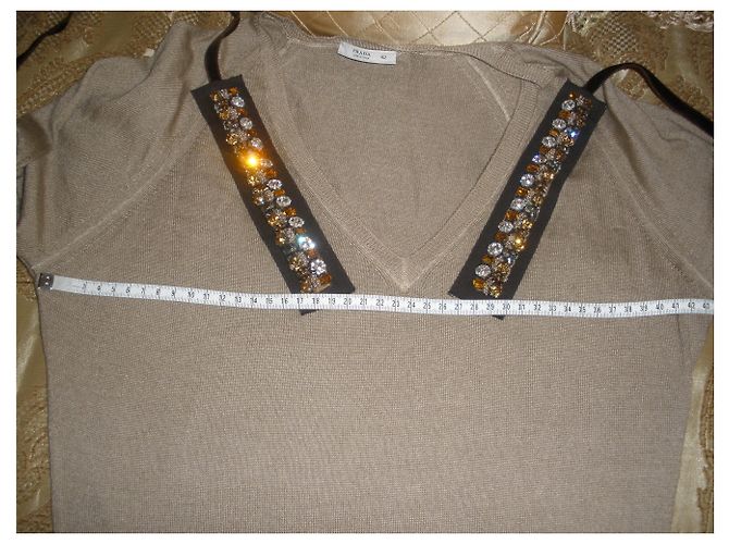 Suéter de lã Prada bege com cristais Swarovski - vista 9