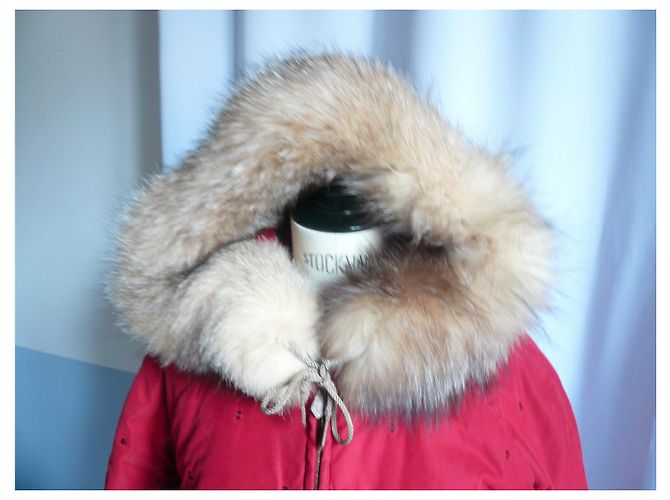 Hermès HERMES Daunenjacke Parka rote Kapuze mit Pelzkragen T.38 - Ansicht 2