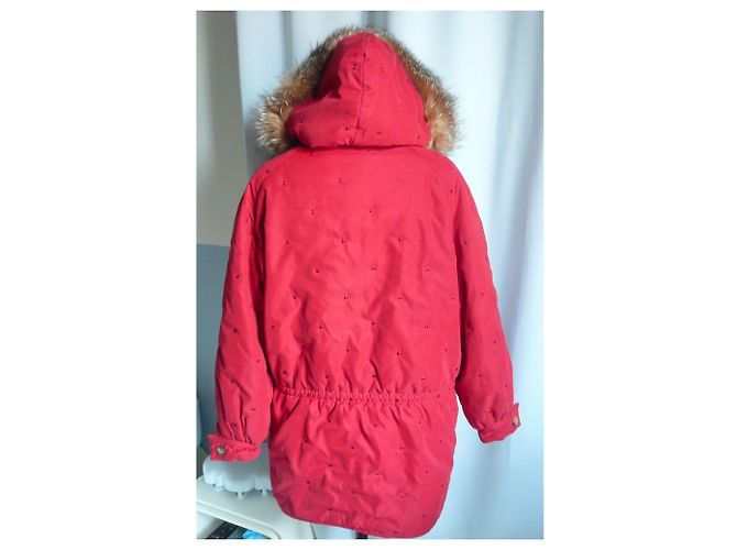Hermès HERMES Daunenjacke Parka rote Kapuze mit Pelzkragen T.38 - Ansicht 3