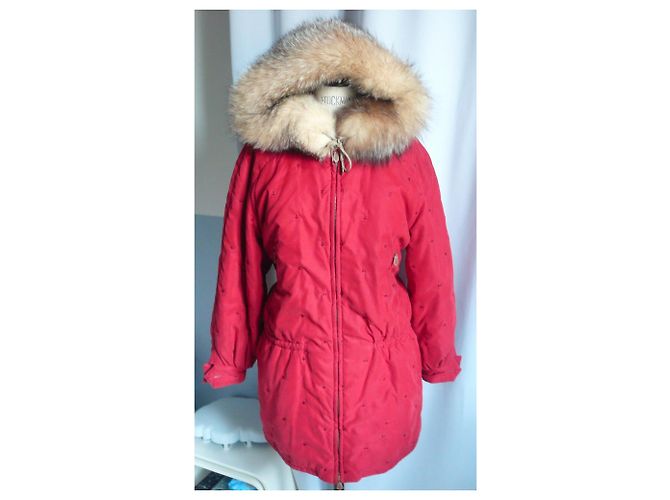 Hermès HERMES Daunenjacke Parka rote Kapuze mit Pelzkragen T.38 - Ansicht 4