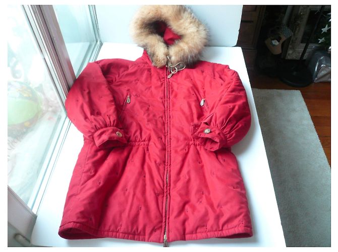 Hermès HERMES Daunenjacke Parka rote Kapuze mit Pelzkragen T.38 - Ansicht 5
