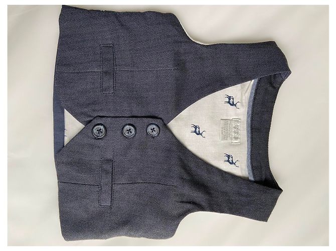 Autre Marque Mamas & Papas Costume Bébé Bleu Marine Coton 3-6 Mois - vue 2