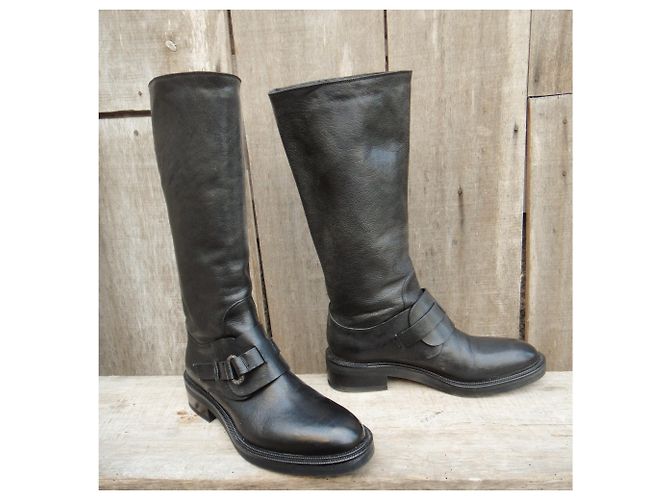 Botas Sartore de piel negras 35.5 IT Negro - vista 3