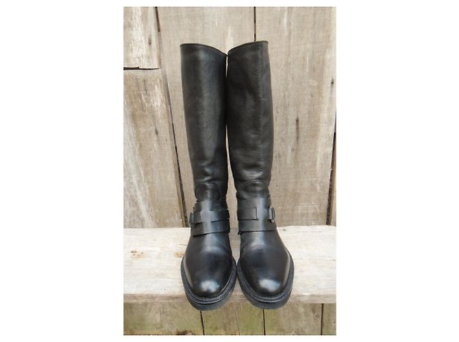 Botas Sartore de piel negras 35.5 IT Negro - vista 4