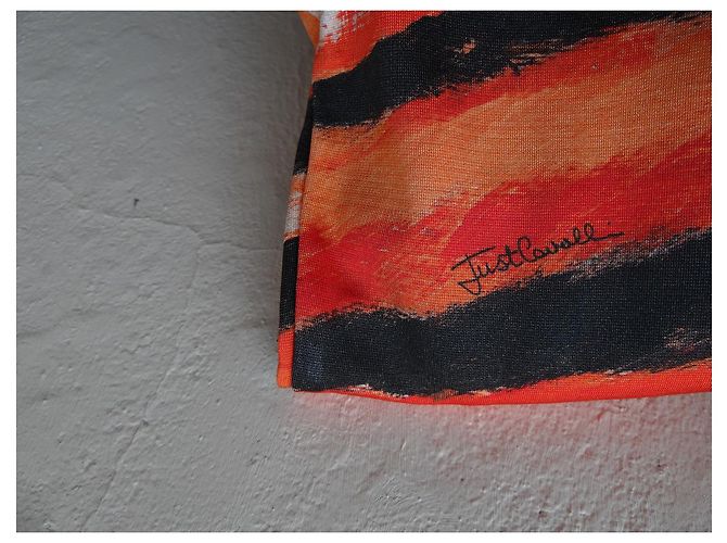 Just Cavalli Kleid Orange aus Viskose mit schwarzer Spitze Mehrfarben - Ansicht 5