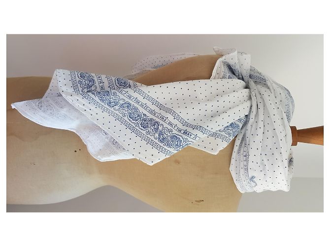 Sciarpa Diesel Bianca con Motivi Blu in Cotone Bianco - vista 3